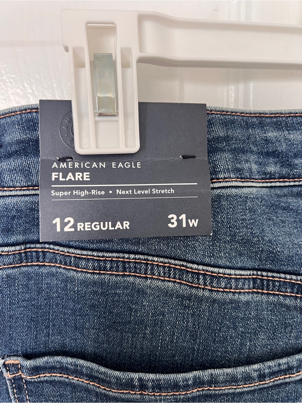 American Eagle Outfitters Blue Flare Jeans with Floral Side Panels - Picture 4 of 5